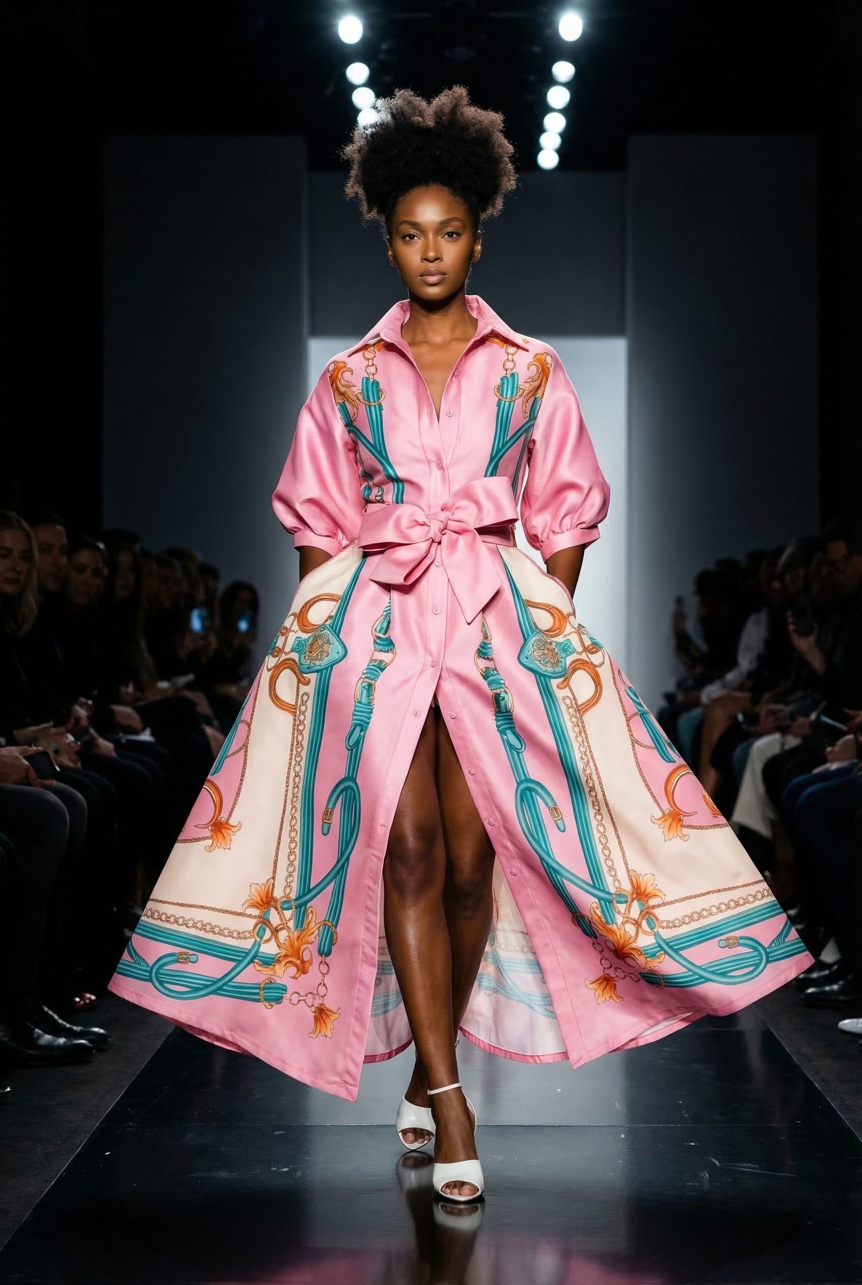 Pink Scarf Print Dress — 1